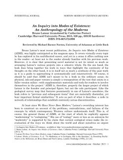 An Inquiry into Modes of Existence: An Anthropology of the Moderns