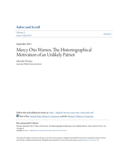 Mercy Otis Warren, The Historiographical Motivation of an Unlikely