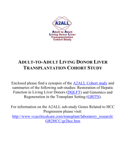 A2ALL: The Adult to Adult Living Donor Liver Transplant Cohort Study