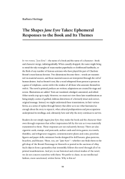 The Shapes Jane Eyre Takes: Ephemeral Responses to the Book