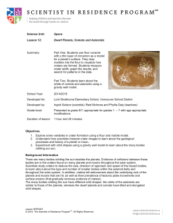 Lesson 12 &ndash; Dwarf Planets, Comets and Asteroids