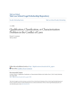 Qualification, Classification, or Characterization Problem in the