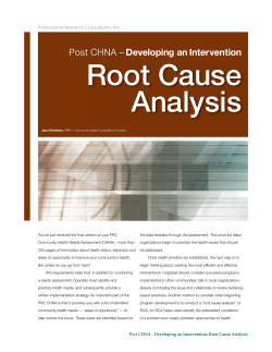 Post CHNA &ndash; Developing an Intervention: Root Cause