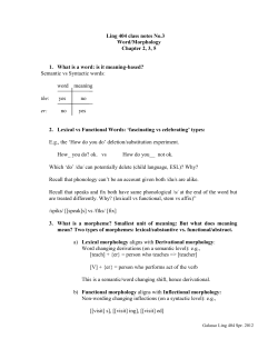 Linguistics 403/404 Lecture Notes No.3