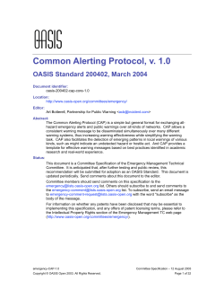 Common Alerting Protocol, v. 1.0
