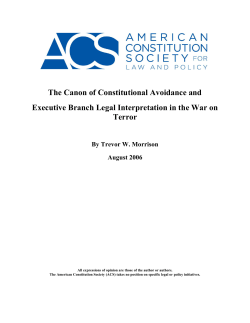 The Canon of Constitutional Avoidance in the Executive Branch