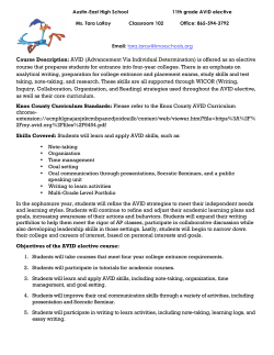 Course Description: AVID (Advancement Via Individual