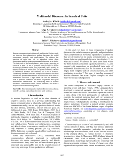 Multimodal Discourse: In Search of Units