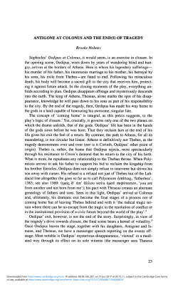 ANTIGONE AT COLONUS AND THE END(S) OF TRAGEDY Brooke