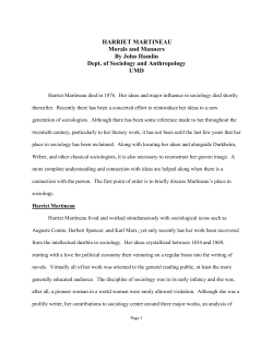 HARRIET MARTINEAU Morals and Manners By John Hamlin Dept