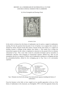 HISTORY AS A CROSSROADS OF MATHEMATICAL CULTURE