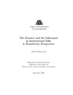 The Knower and the Informant in Institutional Talk: A Transitivity