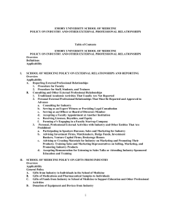 Policy on Industry and Other External Professional Relationships.