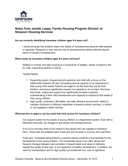 Notes from Janelle Leppa, Simpson Housing Services