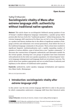 Sociolinguistic vitality of Manx after extreme language