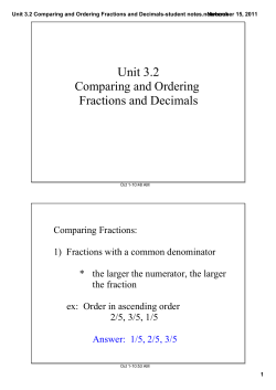 Unit 3.2 Comparing and Ordering Fractions