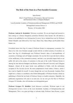 The Role of the State in a Post
