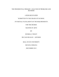 the presidential primary: analysis of problems and reforms a