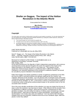Sheller on Geggus, The Impact of the Haitian Revolution in the