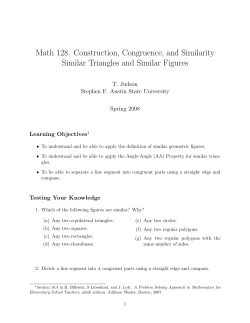 Worksheet 14. Similar Triangles and Similar Figures