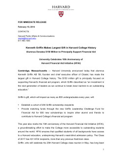 Kenneth Griffin Makes Largest Gift in Harvard College History