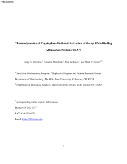 Thermodynamics of Tryptophan-Mediated Activation of the trp RNA
