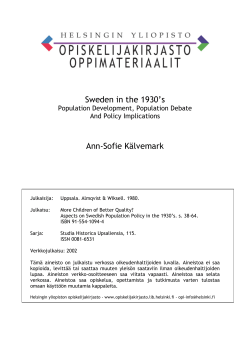 Sweden in the 1930`s Ann-Sofie K&auml;lvemark
