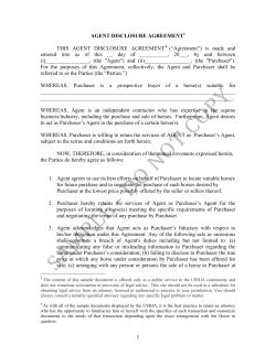 1 AGENT DISCLOSURE AGREEMENT1 THIS AGENT