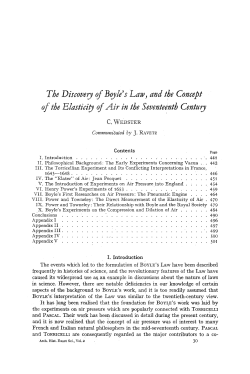 The discovery of Boyle`s law, and the concept of the elasticity of air