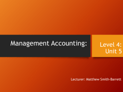 Introduction to Management Accounting