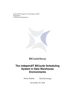 BICsuite!focus The independIT BICsuite Scheduling System in Data