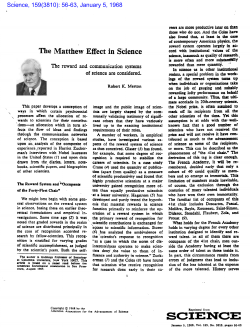 The Matthew Effect in Science by Robert K. Merton