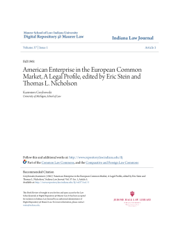 American Enterprise in the European Common Market, A Legal