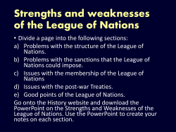 Strengths and weaknesses of the League of Nations