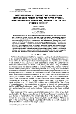distributional ecology of native and introduced fishes of the pit river
