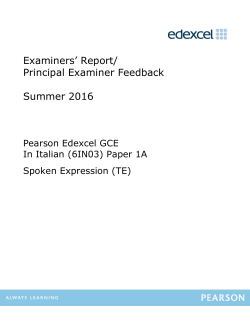 Examiner Feedback Summer 2016 - Edexcel