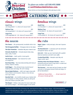 Delivery menu - The Bearded Chicken&mdash;Gourmet Wings and