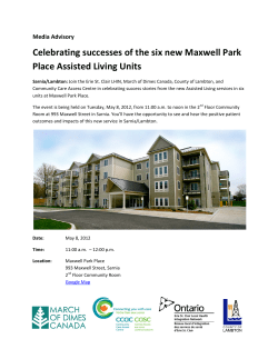 Media Advisory - Maxwell Park Place Assisted Living Units