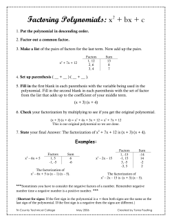Factoring Polynomials Trial and Error