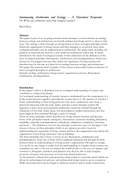 Interweaving Architecture and Ecology &ndash; A Theoretical Perspective Or