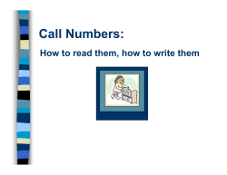 Call Numbers - Rutgers University Libraries