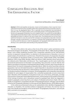 COMPARATIVE EDUCATION AND THE GEOGRAPHICAL FACTOR