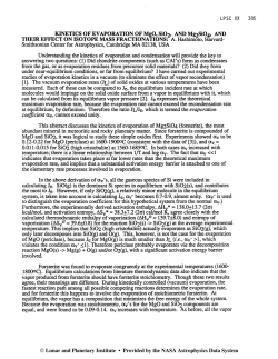 KINETICS OF EVAPORATION OF MgO, Si02, AND Mg2Si04, AND