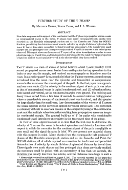 FURTHER STUDY OF THE T PHASE* By MAURICE EWING