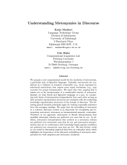 Understanding Metonymies in Discourse ĸatja Markert Language