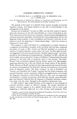 ACQUIRED HEMOLYTIC ANEMIA* The purpose of this paper is to