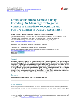 Effects of Emotional Context during Encoding: An Advantage for