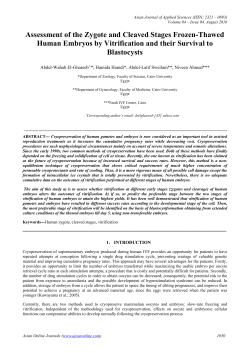 Assessment of the Zygote and Cleaved Stages Frozen