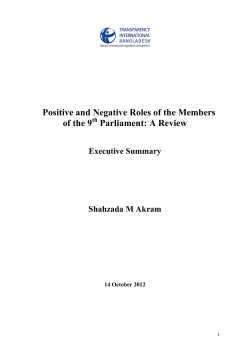 Positive and Negative Roles of the Members of the 9 Parliament: A
