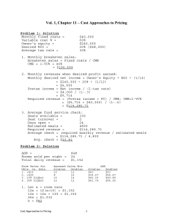 Vol. 1, Chapter 11 &ndash; Cost Approaches to Pricing